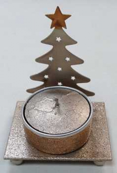 Kerzenständer Tännlein, 1er, creme-gold